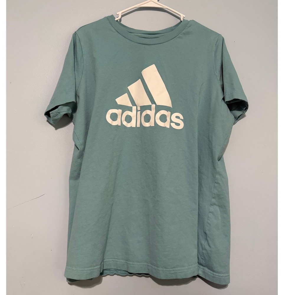 Adidas Women's 2X Teal Green T-Shirt Badge of Sport Logo Short Sleeve Tee 1574